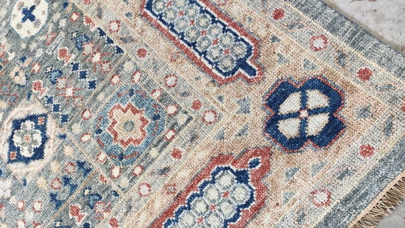 Etheline 10x14.3 Grey and Rust Hand-Knotted Oushak Rug | Banana Manor Rug Company