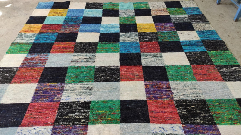 Etta 7.9x9.6 Multi-Colored Hand-Knotted Modern Rug | Banana Manor Rug Company