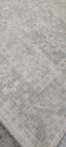 Eugenia Kuzmina Hand-Knotted Oushak Rug Aqua and Silver O'hara 9x11.9 | Banana Manor Rug Company