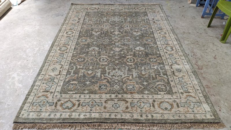 Evangeline 6x9 Grey and Beige Hand-Knotted Oushak Rug | Banana Manor Rug Company