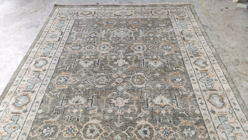 Evangeline 6x9 Grey and Beige Hand-Knotted Oushak Rug | Banana Manor Rug Company