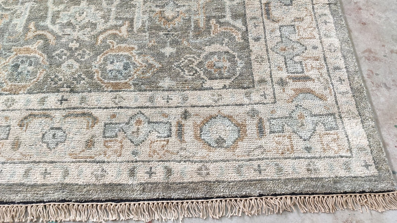 Evangeline 6x9 Grey and Beige Hand-Knotted Oushak Rug | Banana Manor Rug Company