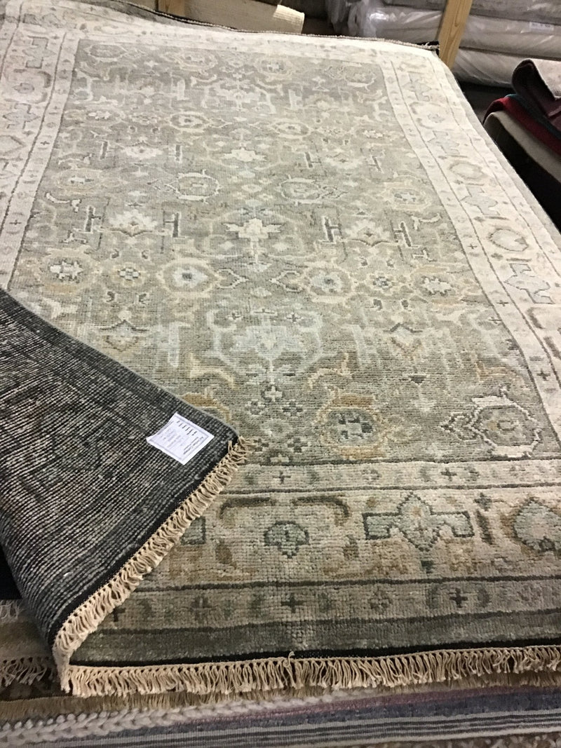 Evangeline 6x9 Grey and Beige Hand-Knotted Oushak Rug | Banana Manor Rug Company