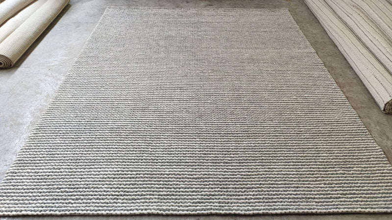 Eve Holt 8x10 Ivory and Grey Striped Handwoven Rug | Banana Manor Rug Company