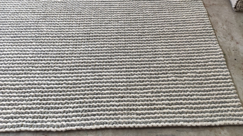 Eve Holt 8x10 Ivory and Grey Striped Handwoven Rug | Banana Manor Rug Company