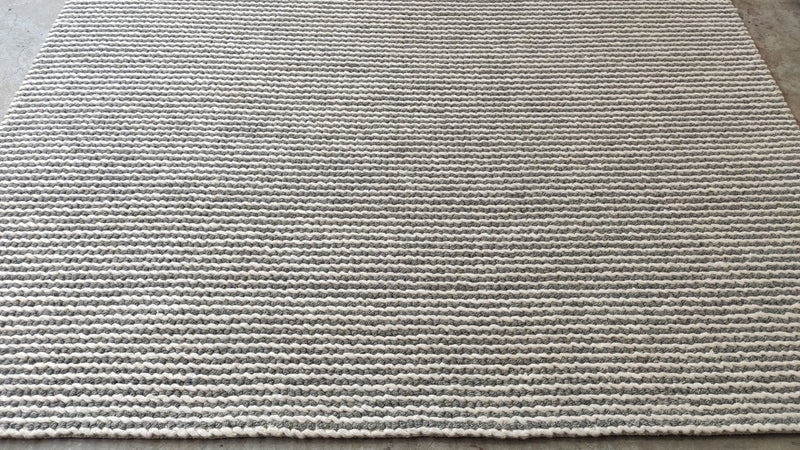 Eve Holt 8x10 Ivory and Grey Striped Handwoven Rug | Banana Manor Rug Company