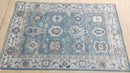 Everly 4x6 Sky Blue and Beige Hand-Knotted Bamboo Silk Oushak Rug | Banana Manor Rug Company