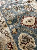 Eviana 3x12 Light Blue and Beige Hand-Knotted Oushak Runner | Banana Manor Rug Company