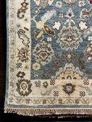 Eviana 3x12 Light Blue and Beige Hand-Knotted Oushak Runner | Banana Manor Rug Company