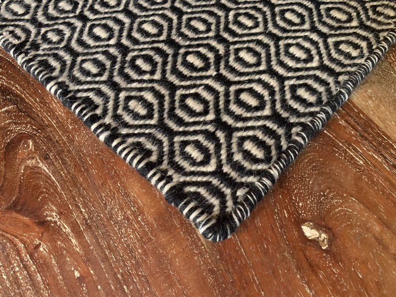 Eye See U in Black & White Handwoven Rug | Banana Manor Rug Company