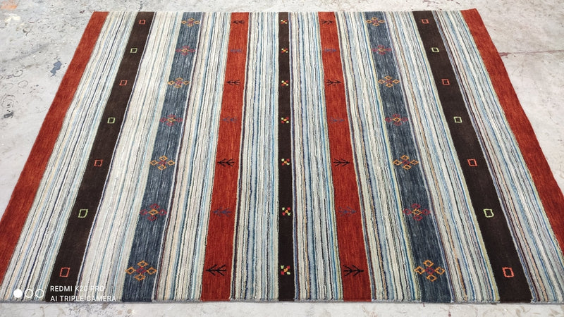 Fatima 5x7 Handwoven Striped Mulit-Colored rug | Banana Manor Rug Company