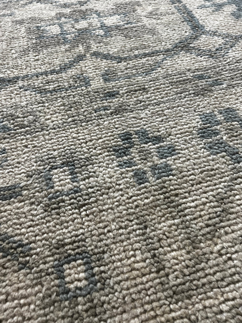 "Fay" Light and Dark Grey Hand-Knotted Oushak Sample | Banana Manor Rug Company