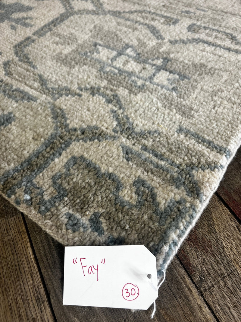 "Fay" Light and Dark Grey Hand-Knotted Oushak Sample | Banana Manor Rug Company