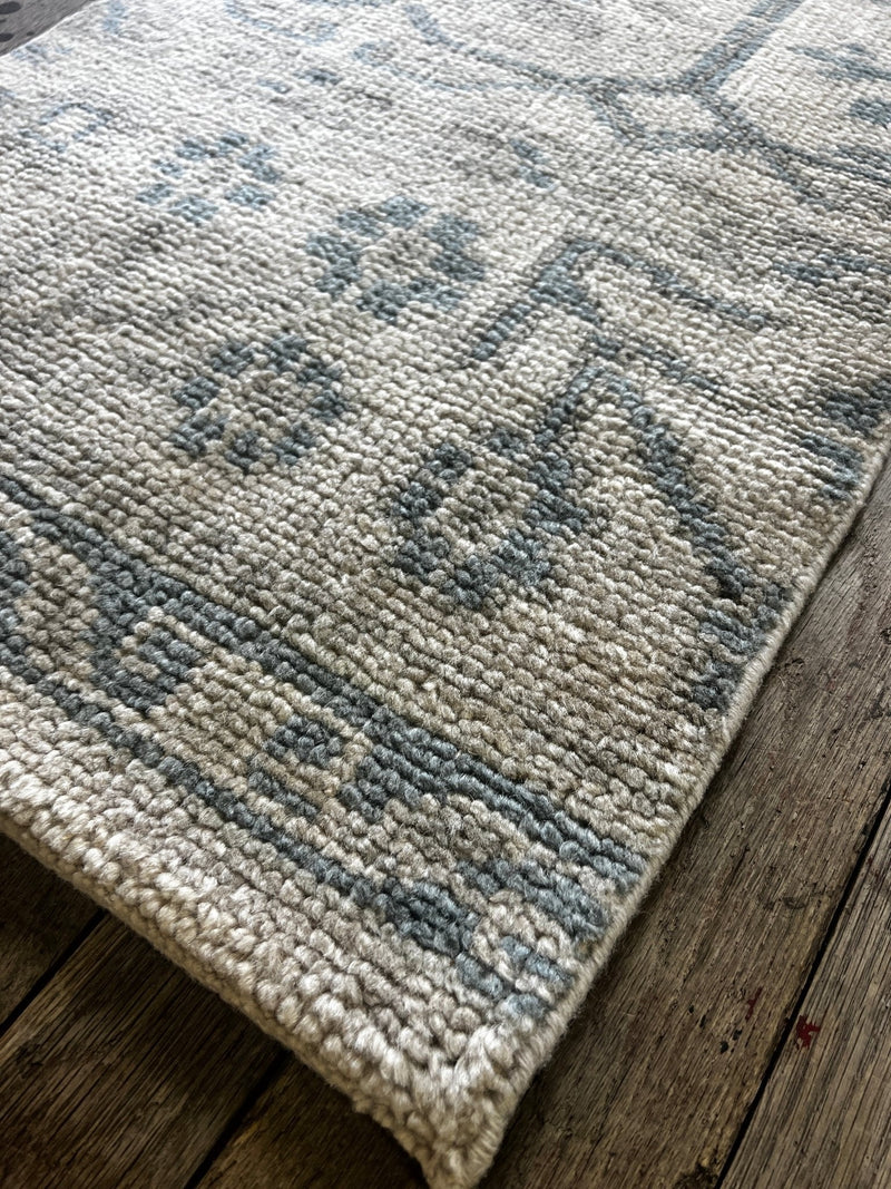 "Fay" Light and Dark Grey Hand-Knotted Oushak Sample | Banana Manor Rug Company