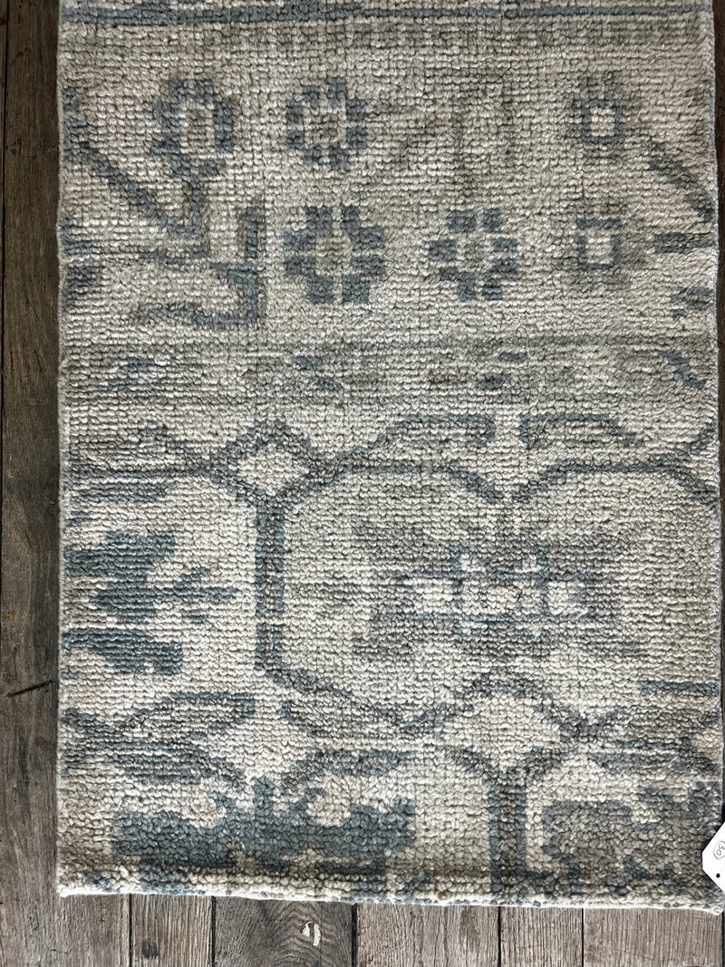 "Fay" Light and Dark Grey Hand-Knotted Oushak Sample | Banana Manor Rug Company