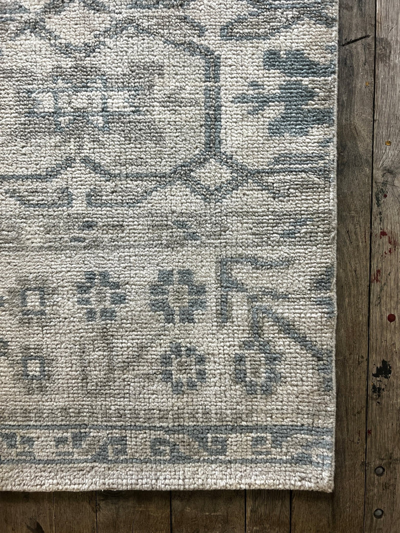 "Fay" Light and Dark Grey Hand-Knotted Oushak Sample | Banana Manor Rug Company