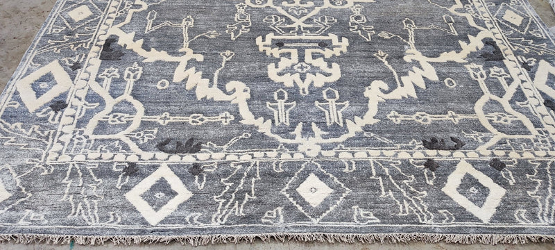 Fayard Nicholas Hand-Knotted Modern Rug Grey and Ivory High-Low 9x11.6 | Banana Manor Rug Company