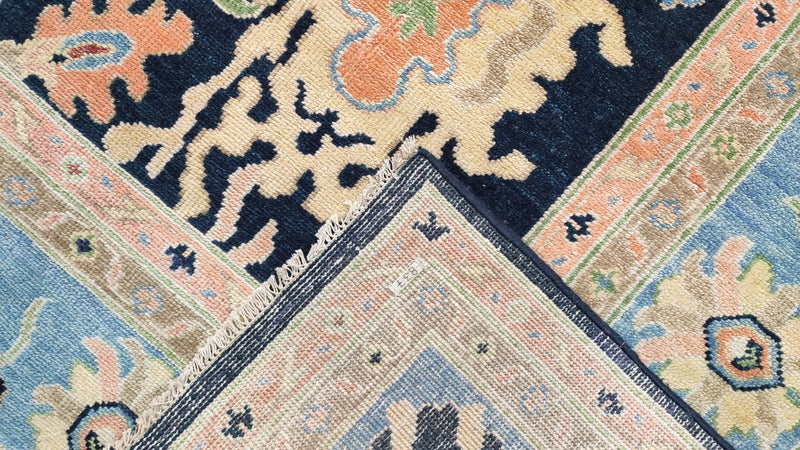 Faye 9x12 Dark Blue and Light Blue Hand-Knotted Oushak Rug | Banana Manor Rug Company