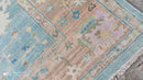 Felicity 8.3x10.6 Light Blue and Rust Hand-Knotted Oushak Rug | Banana Manor Rug Company