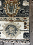 "Femke" Dark Grey and Off White Hand-Knotted Oushak Sample | Banana Manor Rug Company
