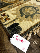 "Femke" Dark Grey and Off White Hand-Knotted Oushak Sample | Banana Manor Rug Company