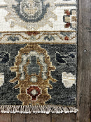 "Femke" Dark Grey and Off White Hand-Knotted Oushak Sample | Banana Manor Rug Company