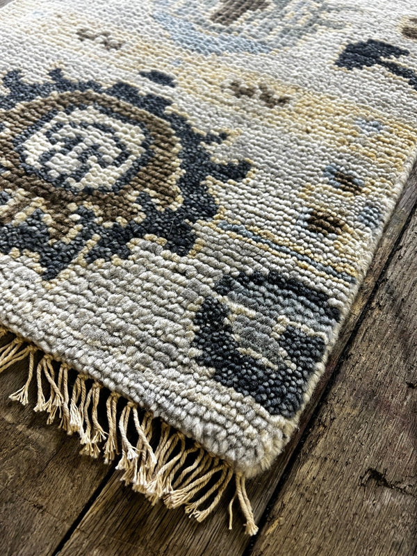 "Fenna" Grey and Brown Hand-Knotted Oushak Sample | Banana Manor Rug Company