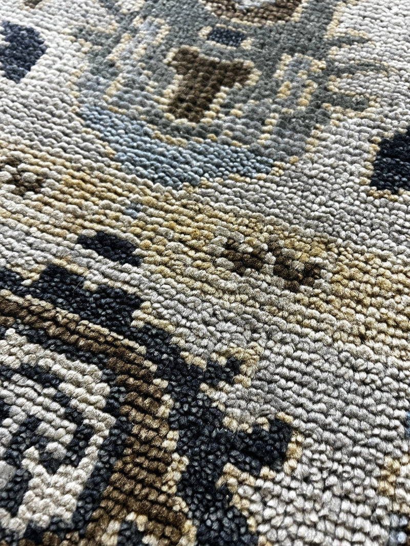 "Fenna" Grey and Brown Hand-Knotted Oushak Sample | Banana Manor Rug Company