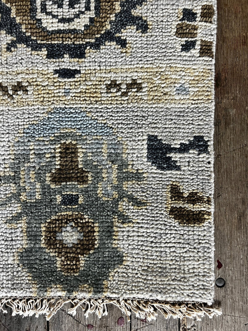 "Fenna" Grey and Brown Hand-Knotted Oushak Sample | Banana Manor Rug Company