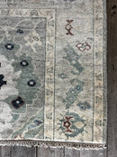 "Fenna"Grey and Dark Blue Hand-Knotted Oushak Sample 8x10 | Banana Manor Rug Company