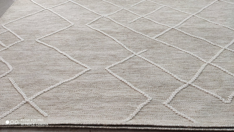 Finn O'Leary 8.3x10 Beige and Cream Handwoven Modern Durrie Rug | Banana Manor Rug Company