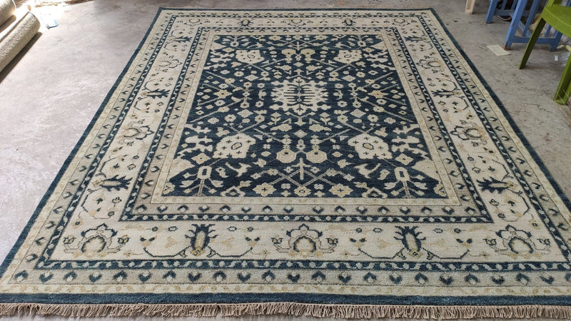 Fiona 8x10 Grey and Ivory Hand-Knotted Oushak Rug | Banana Manor Rug Company