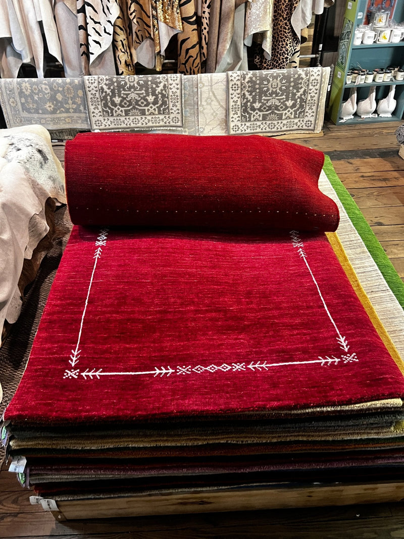 Fire Fight 4x6 Handwoven Red Gabbeh Rug | Banana Manor Rug Factory Outlet