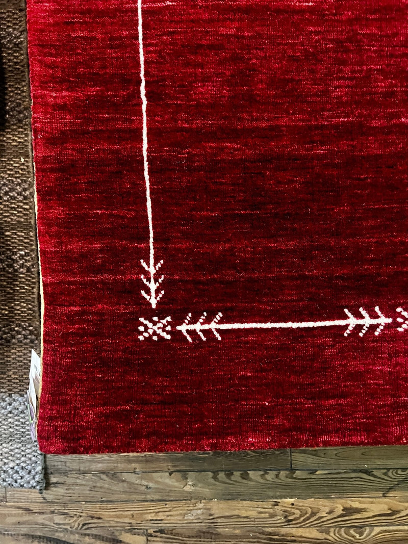 Fire Fight 4x6 Handwoven Red Gabbeh Rug | Banana Manor Rug Factory Outlet