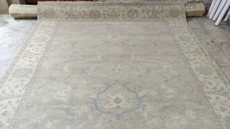 Flowerdale 8x9.9 Beige and Ivory Hand-Knotted Oushak Rug | Banana Manor Rug Company