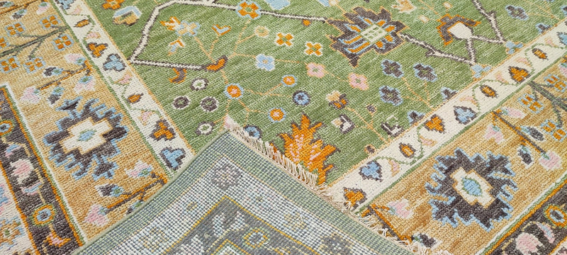 Frances Adler Elkins Green Hand-Knotted Oushak Rug 8x10 | Banana Manor Rug Company