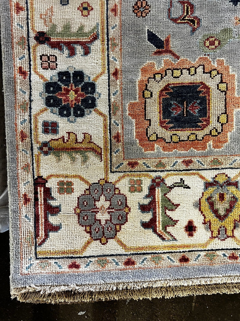 Francis Vanderbilt 8x10 Light Grey and Ivory Hand-Knotted Oushak Rug | Banana Manor Rug Company