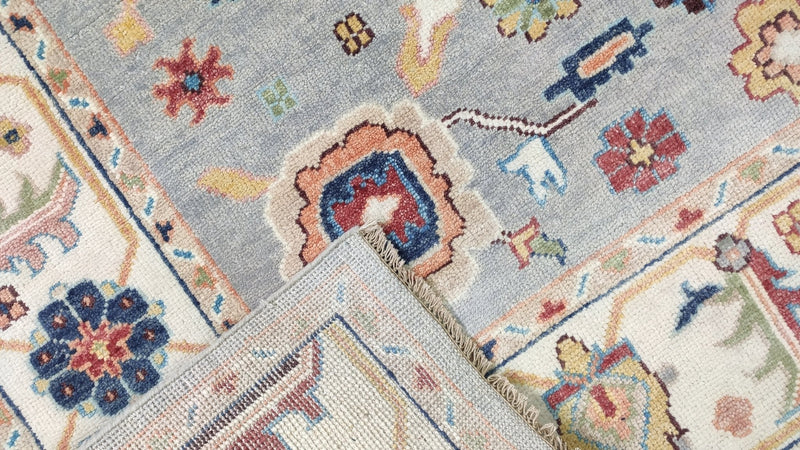 Francis Vanderbilt 8x10 Light Grey and Ivory Hand-Knotted Oushak Rug | Banana Manor Rug Company