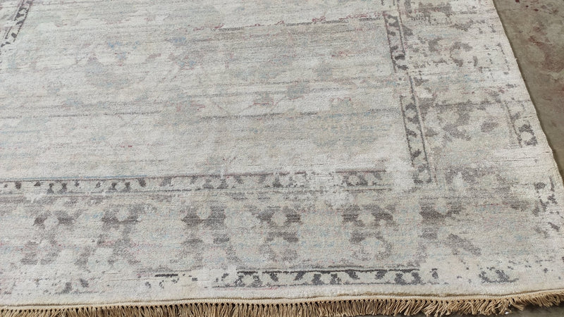 Francoise 5.6x7.6 Silver and Brown Hand-Knotted Rug | Banana Manor Rug Company