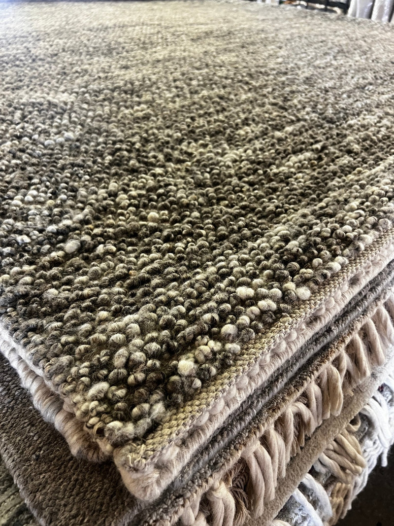 Friedrich Schiller 5.6x7.6 Handwoven Wool Durrie Natural Grey Sheared | Banana Manor Rug Factory Outlet