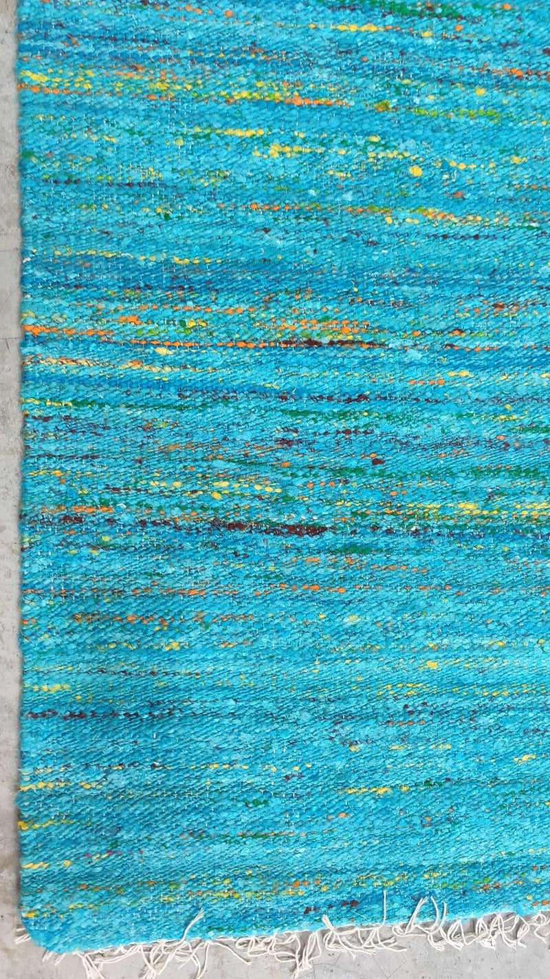 Gagnard 5x8 Handwoven Blue Sari Silk Rug | Banana Manor Rug Company