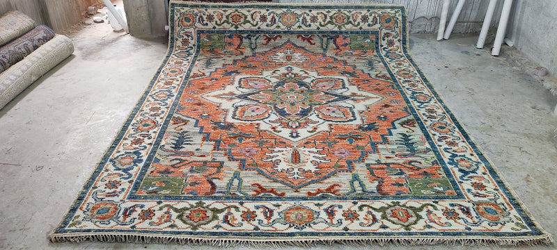 Gela Taylor Rust and Ivory Hand-Knotted Oriental Rug 8x10 | Banana Manor Rug Company