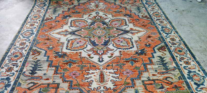 Gela Taylor Rust and Ivory Hand-Knotted Oriental Rug 8x10 | Banana Manor Rug Company