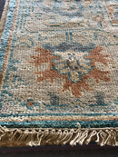 Gemma 8x10 Blue and Beige Hand-Knotted Oushak Rug | Banana Manor Rug Company