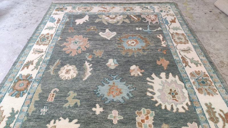 Gentilly 6x9 Dark Green Hand-Knotted Oushak Rug | Banana Manor Rug Company