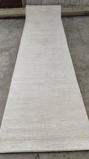 George Oscar Bluth Sr. 2.6x9.9 Silver and Beige Hand-Knotted Runner | Banana Manor Rug Company