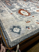 Georgiana 4x6 Blue and Grey Hand-Knotted Bamboo Silk Oushak Rug | Banana Manor Rug Company