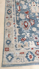 Georgiana 4x6 Blue and Grey Hand-Knotted Bamboo Silk Oushak Rug | Banana Manor Rug Company