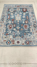 Georgiana 4x6 Blue and Grey Hand-Knotted Bamboo Silk Oushak Rug | Banana Manor Rug Company