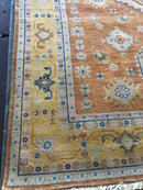 Gianna 8x10 Rust and Yellow Hand-Knotted Oushak Rug | Banana Manor Rug Company